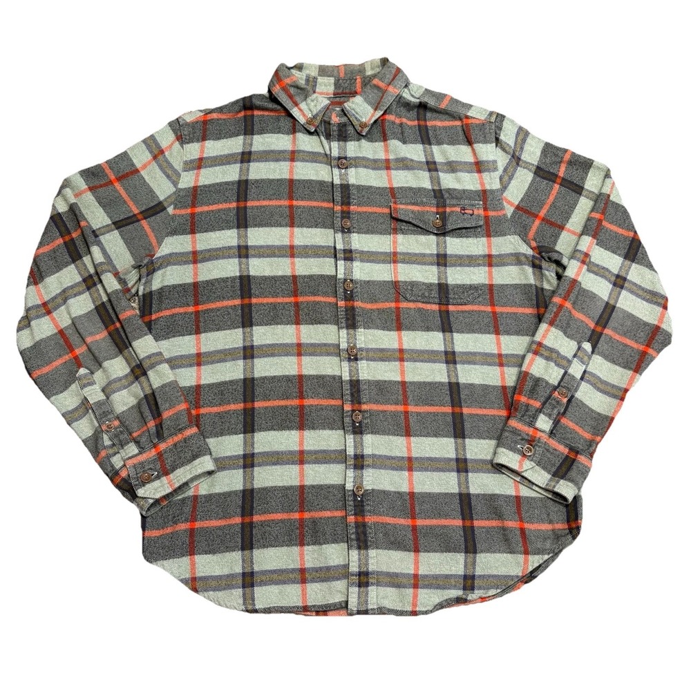 Woolrich Plaid‎ Flannel Shirt Mens M Organic Cotton Button Down